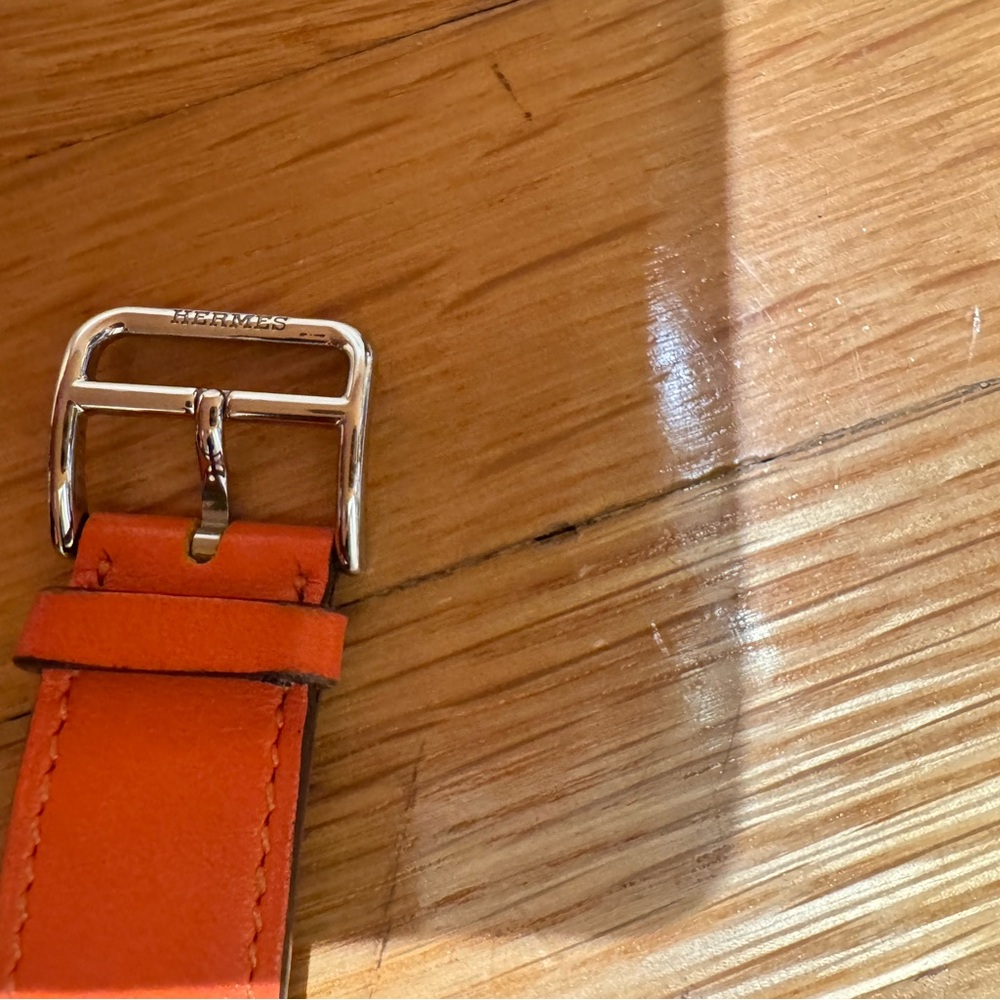 Hermes Orange Watch with Leather Strap